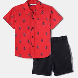 Nauti Nati Boys Printed Poplin Shirt With Shorts-picture-11