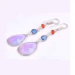 AAR Jewels Silver-Plated Alloy Amethyst Drop Earrings-image-2