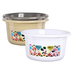 Kuber Industries White & Grey 3 Pieces Disney Check Printed Light Weight Bath Tubs-picture-15