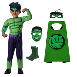 MODERNAZ Kids Printed Hulk T-shirt with Trousers with mask image 4