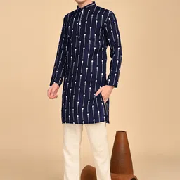 TIGER SNAKE Men Geometric Printed Daily Cotton Straight Kurta image 2