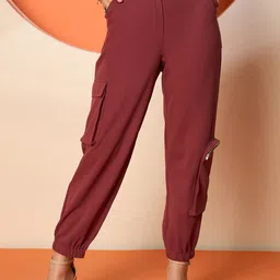 Antheaa Women Smart Mid Rise Cargo Trousers-image-88