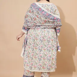 Vbuyz Women Floral Printed Regular Kurta with Trousers & With Dupatta image 4