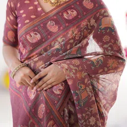 MAHARANI COUTURE Ethnic Motifs Pure Cotton Kanjeevaram Saree image 5