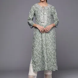 KSUT Bandhani Printed Round Neck Gotta Patti Straight Kurta-picture-12