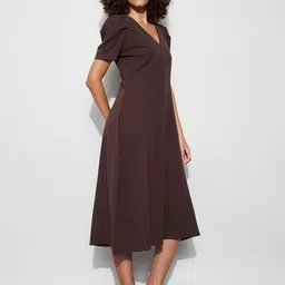 CODE by Lifestyle Puff Sleeve Fit & Flare Midi Dress image 5