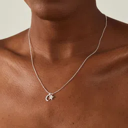 Accessorize Silver-Plated Star Shaped Stone Studded Pendant with Chain-picture-55