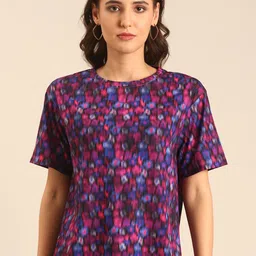 MARCA Disati Women Abstract Printed Round Neck T-shirt-image-14