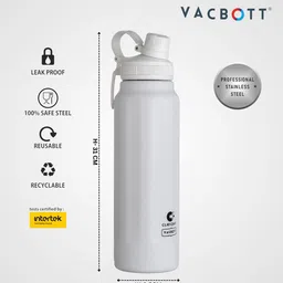 CLAY CRAFT Vacbott White Brand Logo Printed BPA Free Double Wall Vacuum Water Bottle 900ML image 3