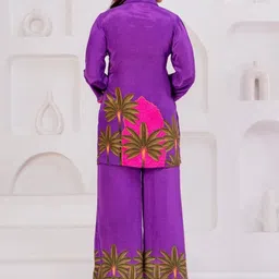 AUTUMN LANE Maurya Claret Printed Shirt Collar Shirt With Trouser Co-Ords image 2