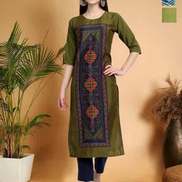 7Threads Women Ethnic Motifs Printed Thread Work Floral Crepe Kurta-image-2