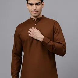 Reybond Men Solid Shirt Collar Long Sleeves Short kurta-picture-15
