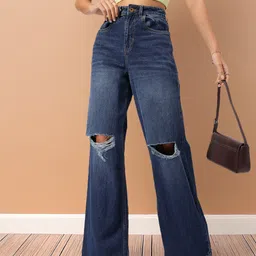 DressBerry Women Effortless Edge Distressed Wide Leg Jeans-picture-29
