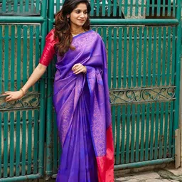 AMRUTKALA SAREES Woven Design Zari Silk Blend Saree-picture-13