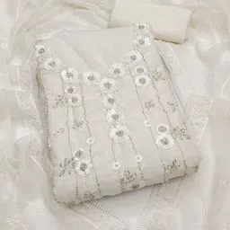 Nayanthara Trends Floral Embroidered Sequinned Unstitched Dress Material-image-60