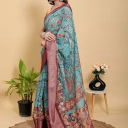 PRISHA FASHION Ethnic Motifs Printed Zari Banarasi Saree image 4