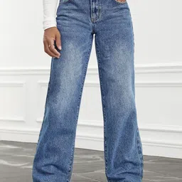 Glossia Women Comfort Straight Fit High-Rise Light Fade Stretchable Jeans-image-51