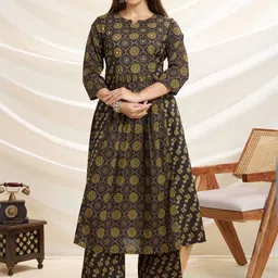 KALINI Women Ethnic Motifs Printed Empire Mirror Work Kurta with Palazzos image 3