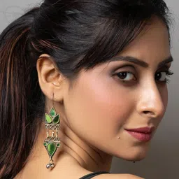 Look and Adorn Green Afghan Dangler Earrings-picture-25