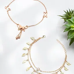 DressBerry Pack Of 2 Pearls Studded Anklet-picture-35