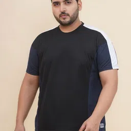 John Pride Men Colourblocked Round Neck Plus Size T-shirt-picture-29