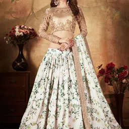 ETHNIC PLUS Embellished Semi-Stitched Organza Lehenga & Unstitched Blouse & Dupatta-picture-41