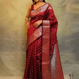 AVANTIKA FASHION Woven Design Pure Silk Kanjeevaram Saree With Unstitched Blouse Pieces image 2