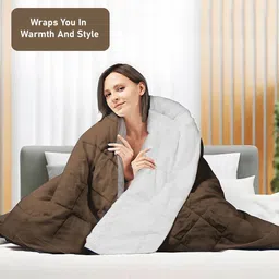 Myntra Elegant Homes Comforters Brown & White 300 GSM Reversible Double Bed Comforter image 2