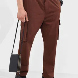 The Indian Garage Co Men Textured Cargos Trousers-image-94