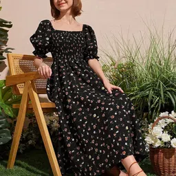 Kidotsav Floral Print Fit & Flare Maxi Dress image 2