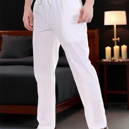 DASTEKARIGAR Men White Mid-Rise Cotton Regular Trousers-picture-44