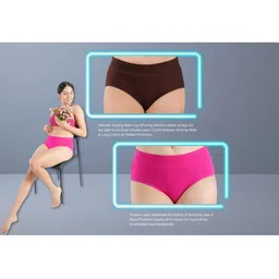 ORLIZEA Pack of 2 Women High-Rise Cotton Blend Hipster Briefs image 5