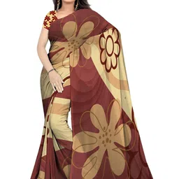 SHIVAM FABRICS Floral Poly Georgette Saree image 1