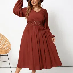 JC Mode Puff Sleeve Fit & Flare Midi Dress-picture-41