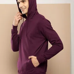Mast & Harbour Men Solid Cotton Fleece Hooded Sweatshirt image 3