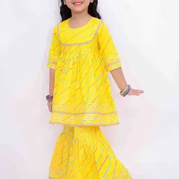 LITTLE GINNIE Girls Printed Regular Pure Cotton Kurti with Sharara image 4