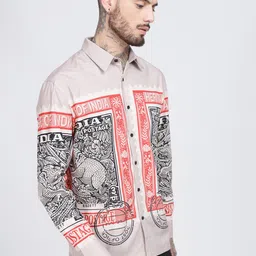 Eszett Men Graphic Printed Spread Collar Pure Cotton Casual Shirt image 2