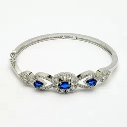 ZENEME Women Brass American Diamond Rhodium-Plated Bangle-Style Bracelet image 2