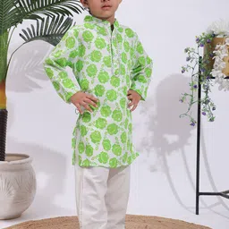 Cutiekins Boys Floral Printed Regular Kurta with Pyjamas image 4
