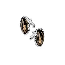 Curren Silver-Plated Round Engraved Cufflink image 2