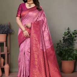 WOVENSTOCK Floral Woven Design Zari Kanjeevaram Saree-picture-18