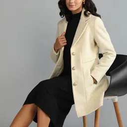 HONNETE Women Notched Lapel Single-Breasted Overcoat image 5