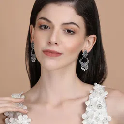 Thrillz Silver-Plated Artificial Beads Beaded Contemporary Jhumkas image 4