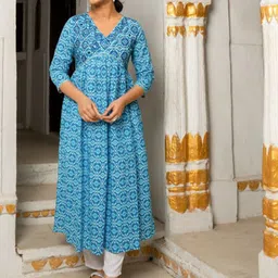 GAYRAA KTALA Women Embroidered Empire Mirror Work Pure Cotton Kurta with Trousers-picture-21