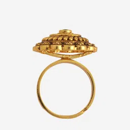 Kushal's Fashion Jewellery Ruby Gold-Plated Stone-Studded Adjustable Antique Finger Ring image 3