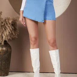Purple Feather Skort Above Knee Skirt-image-56