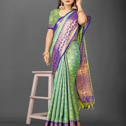 VILLAGIUS Woven Design Saree With Blouse Piece-picture-39