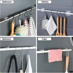upkaranwale White Self-Adhesive Curtain Rod Hooks image 4