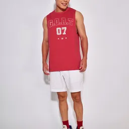 Bewakoof Bold Red Goat 07 Graphic Printed Boxy Gym Vest image 2