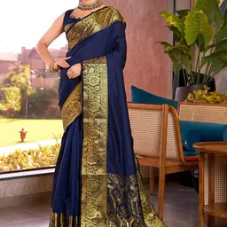 YAMUNE Woven Design Zari Pure Silk Handloom Mysore Silk Saree-picture-11